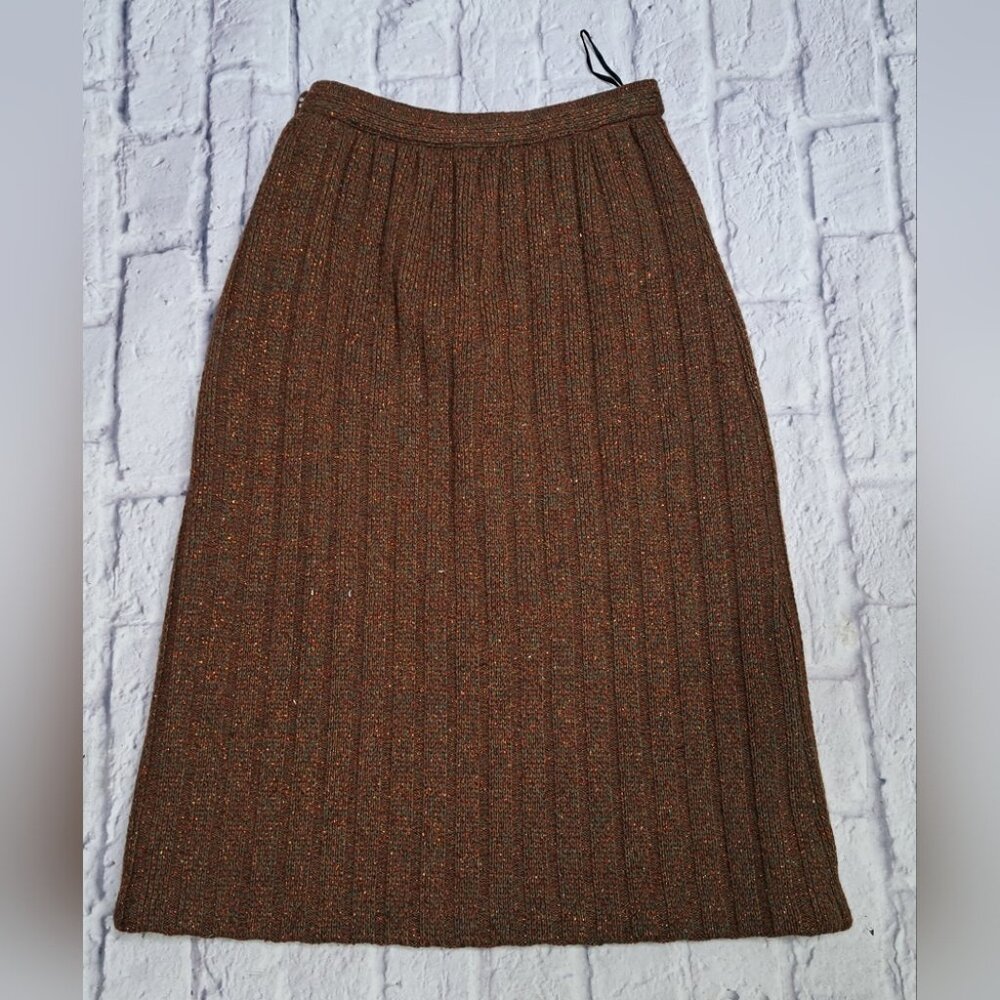 Vintage 70s 60 San Yuet Women's 2 Pc Set Skirt Jacket Suit Brown Japan Small 25W - Picture 12 of 14